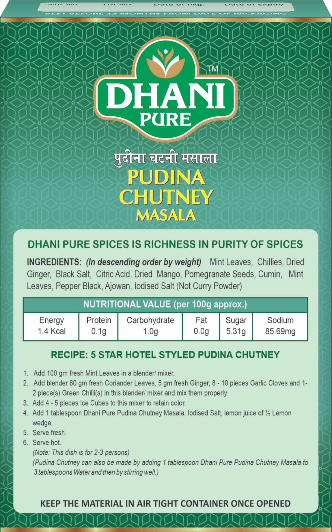 PUDINA CHUTNEY MASALA
